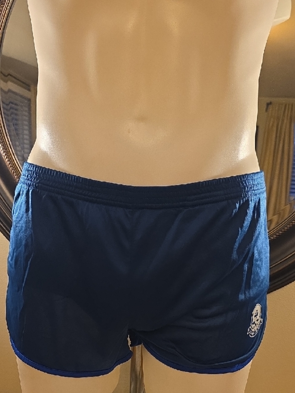Silkies ZEROFOXTROT.COMNavy Blue Men's Athletic Shorts with Contrast Trim - Picture 9 of 9